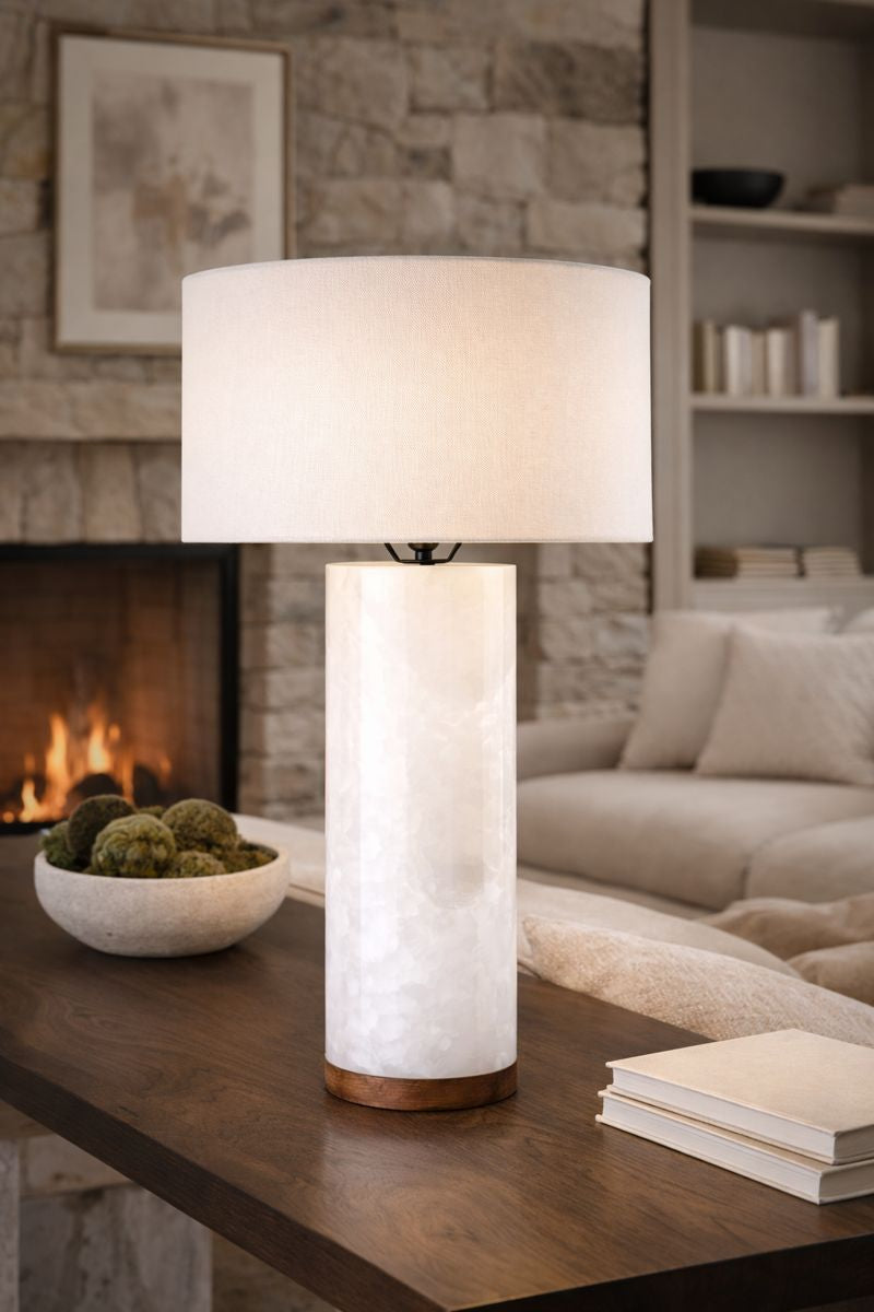 Lampara Onix con Base de Madera