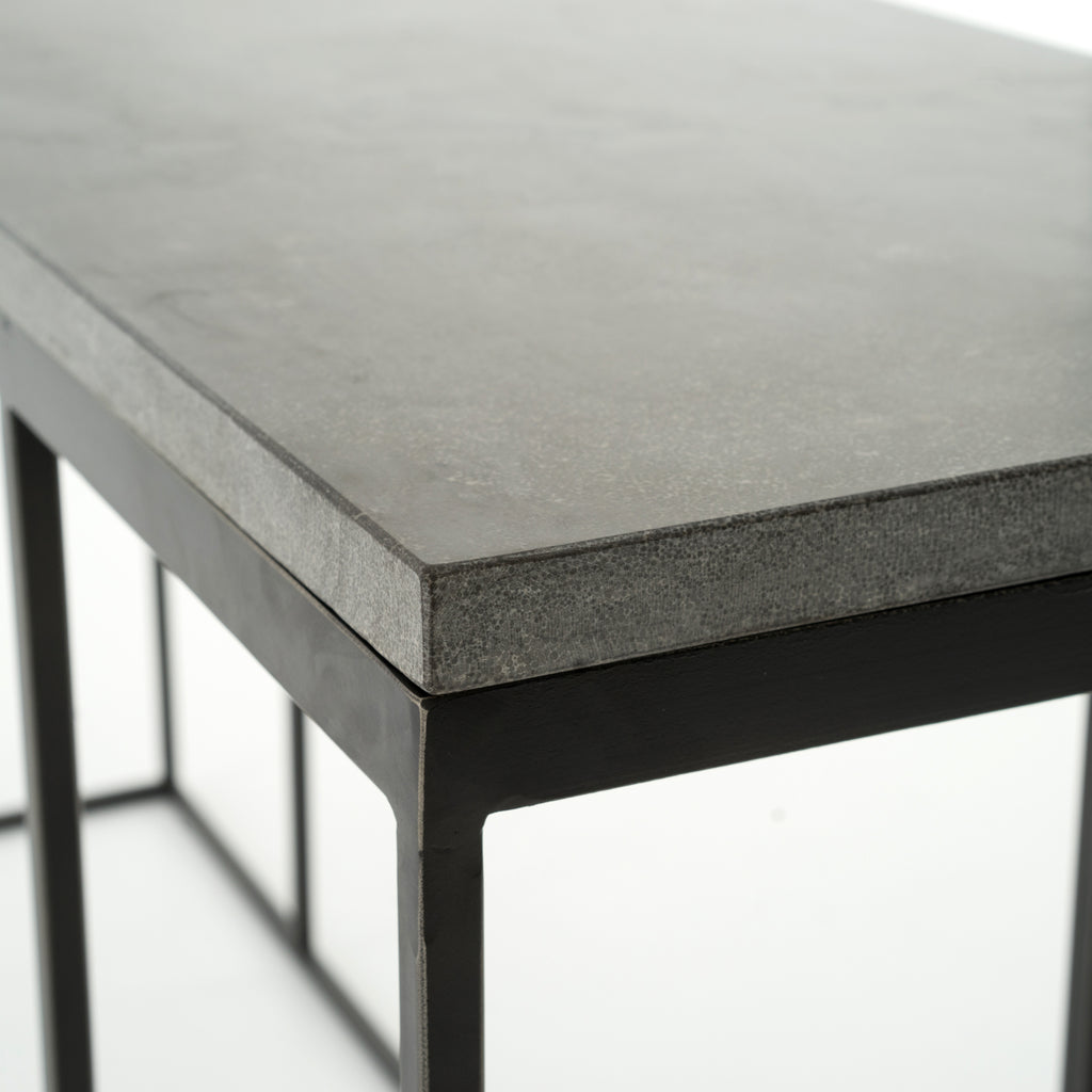 HARLOW CONSOLE TABLE-BLUESTONE/GUNMETAL